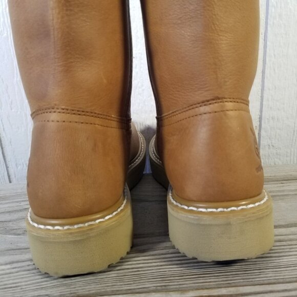 Georgia Wedge Work Wellington Mens Tan Leather Cowboy Western Boots 7.5 W G5153 - Picture 5 of 13